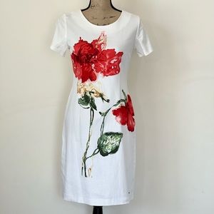 Hand painted White Casual Floral Dress Size 6